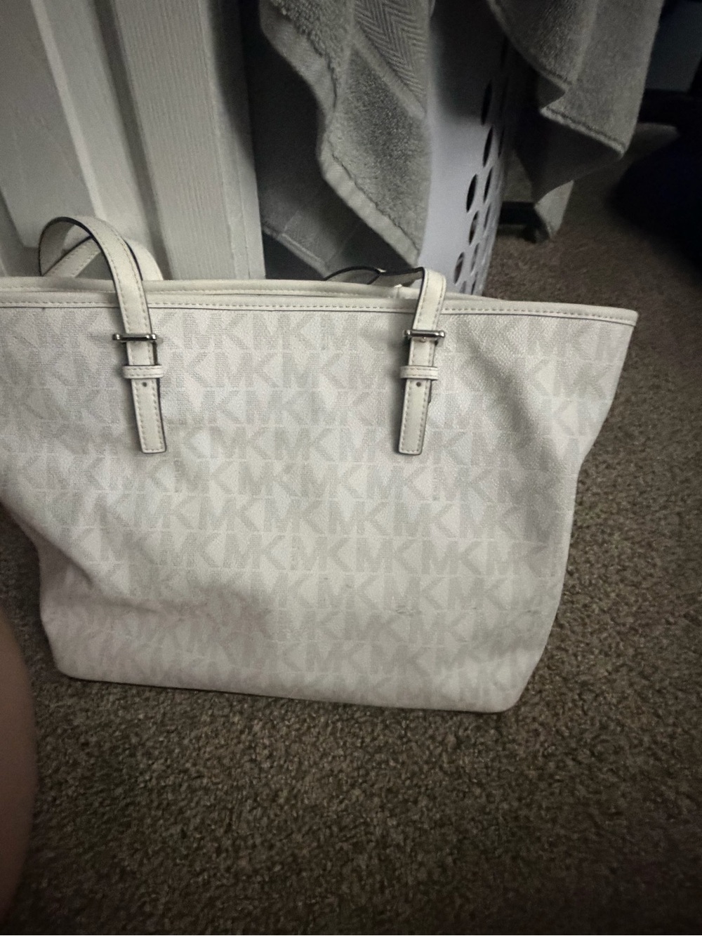 Michael Kors Light Cream MK Logo Tote